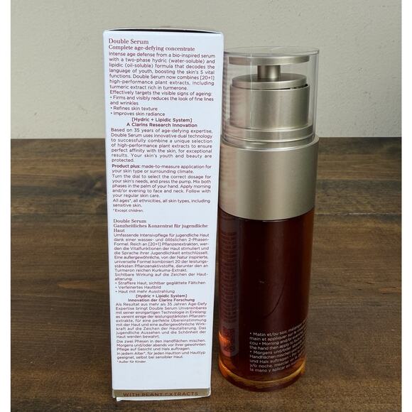 Clarins Double Serum Complete Age Control Concentrate 50ml 1.6 Oz Hydric/Lipidic - Picture 4 of 7